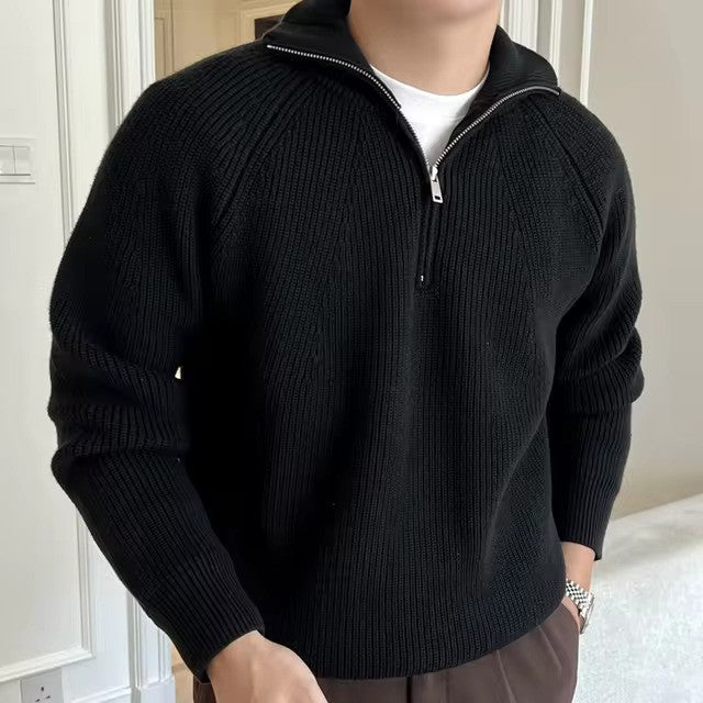 Maglione da Uomo a Coste con Zip Corta - Image 4