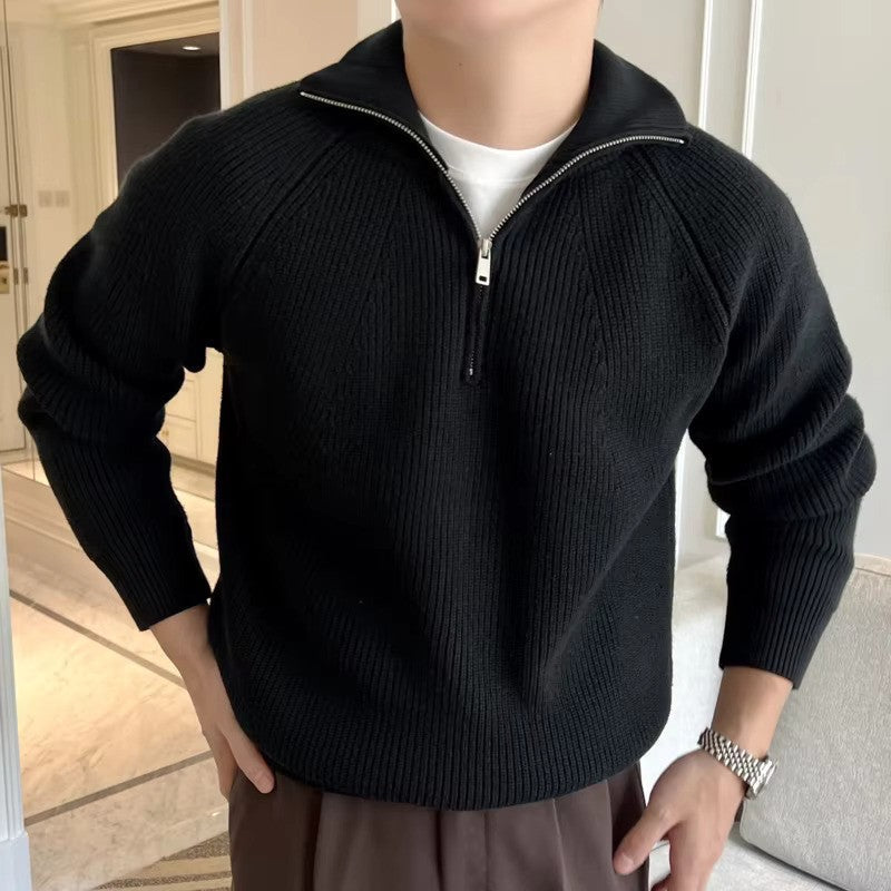 Maglione da Uomo a Coste con Zip Corta - Image 6