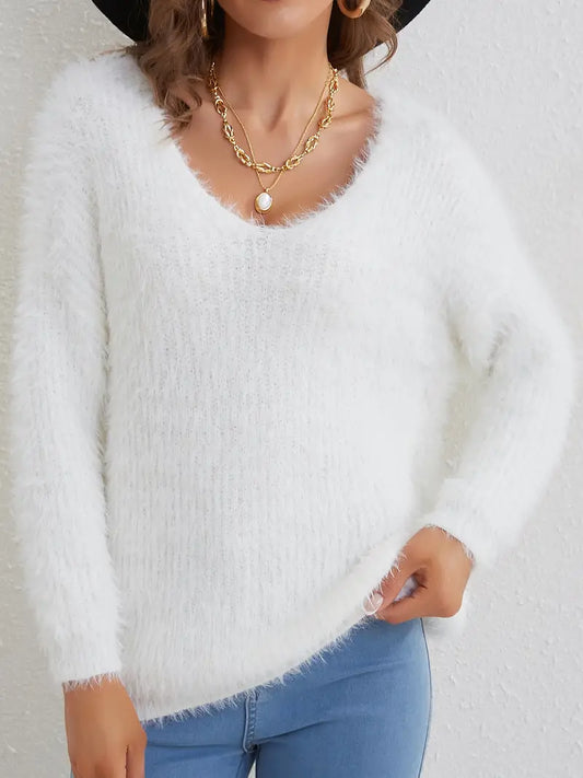 Maglione da Donna a Maniche Lunghe con Scollo a V - Image 1