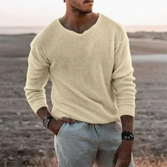 Maglione da Uomo in Maglia Testurizzata con Scollo a V - Image 1