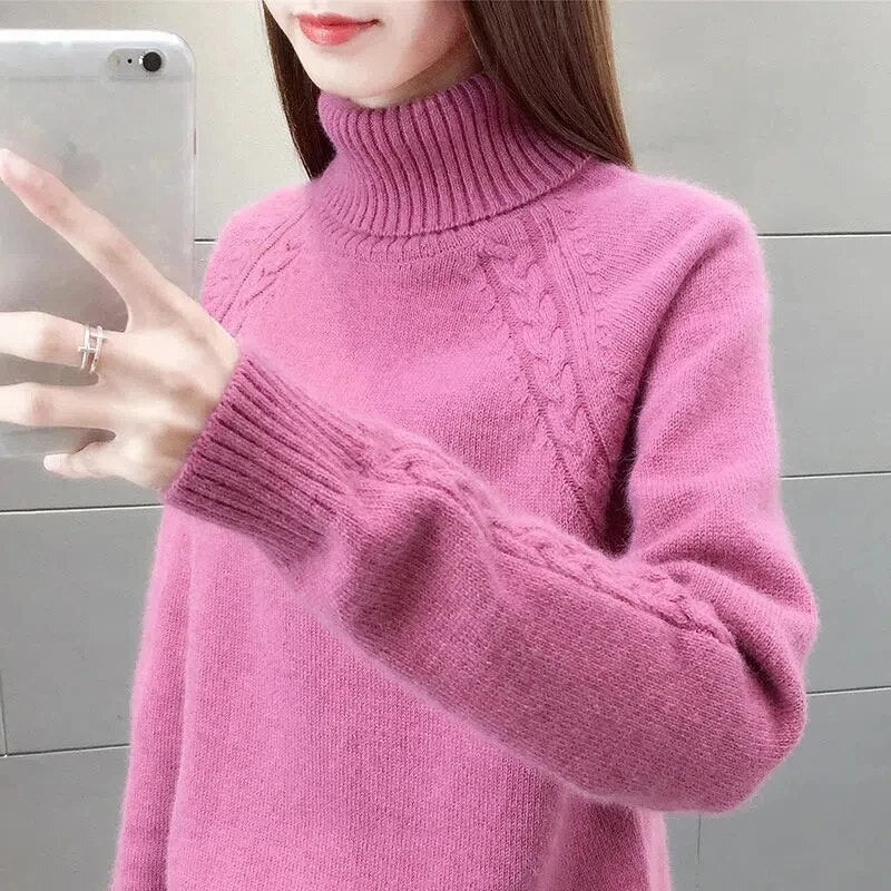 Maglione a collo alto a maniche lunghe da donna - Image 3